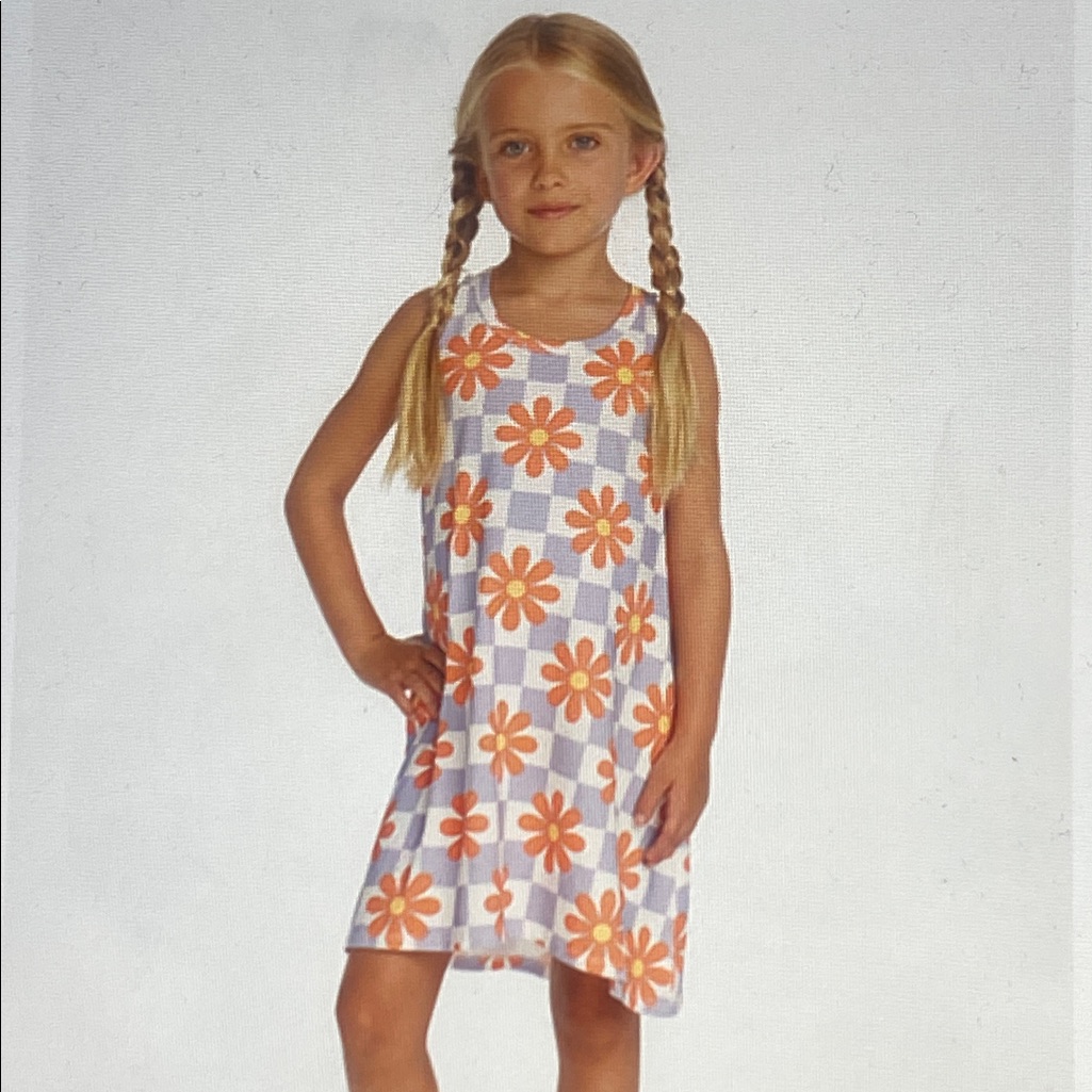 Chaser Checkered Floral Jersey Tank Dress